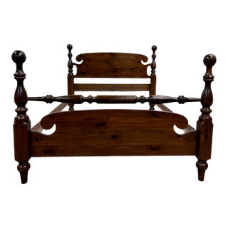 Vintage Full Size Solid Pine Cannonball Poster Bed For Sale