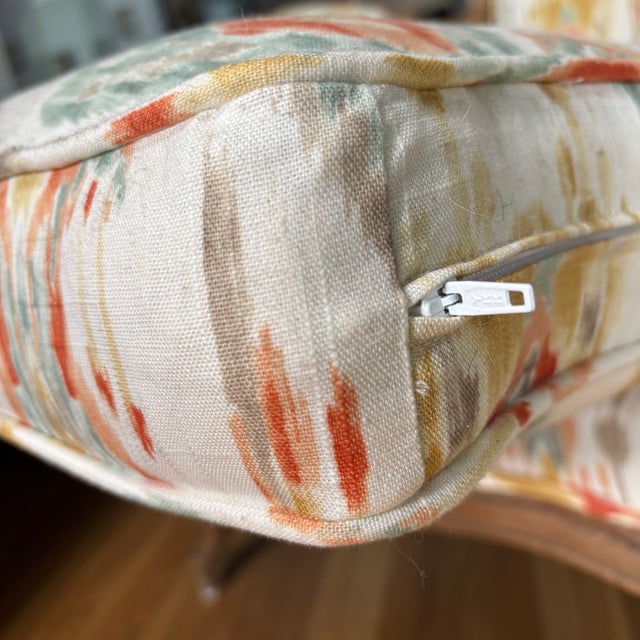Louis XV-Style French Provincial Fauteuil in Custom Ikat Upholstery For Sale - Image 12 of 18