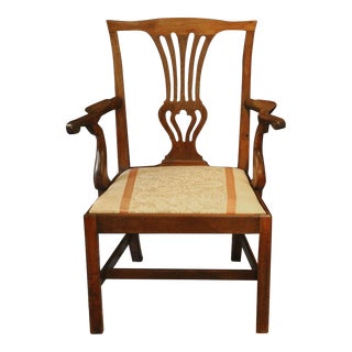 Circa 1765-80 English George III Walnut Arm Chair For Sale