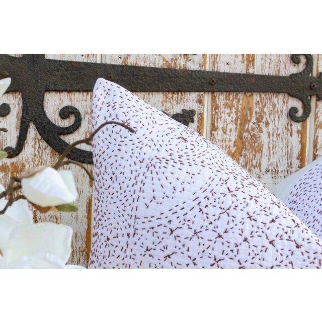 Early 21st Century Rust Filanan Kantha Euro Pillow II For Sale - Image 5 of 9