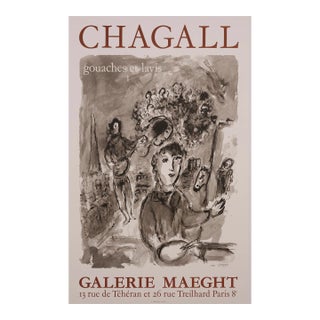 "Chagall - Gouaches Et Lavis" Galerie Maeght Exhibition Poster For Sale