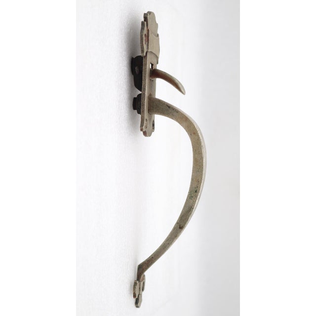 Mid 20th Century Vintage Arts & Crafts 10.25 In. Nickeled Bronze Door Pull Handle For Sale - Image 5 of 7