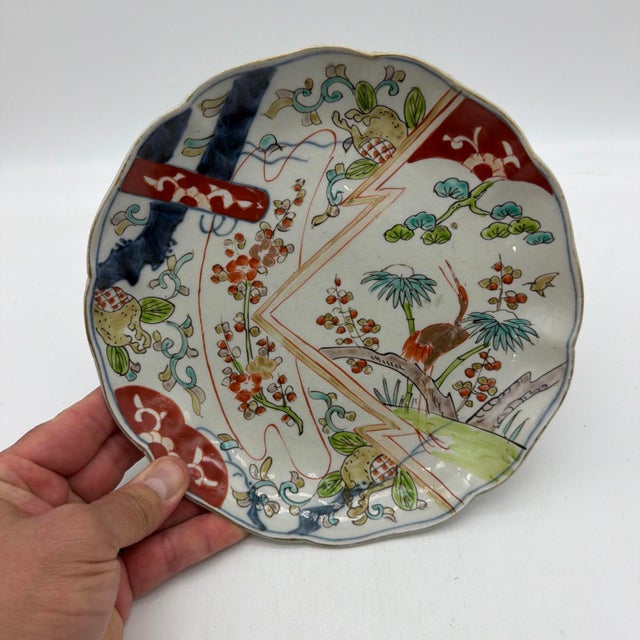19th Century Japanese Imari Porcelain Plate With Crane & Pine Motifs - 8.5" For Sale - Image 13 of 15