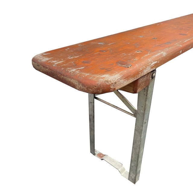 1960s Vintage Austrian Beer Hall Folding Bench For Sale - Image 5 of 8