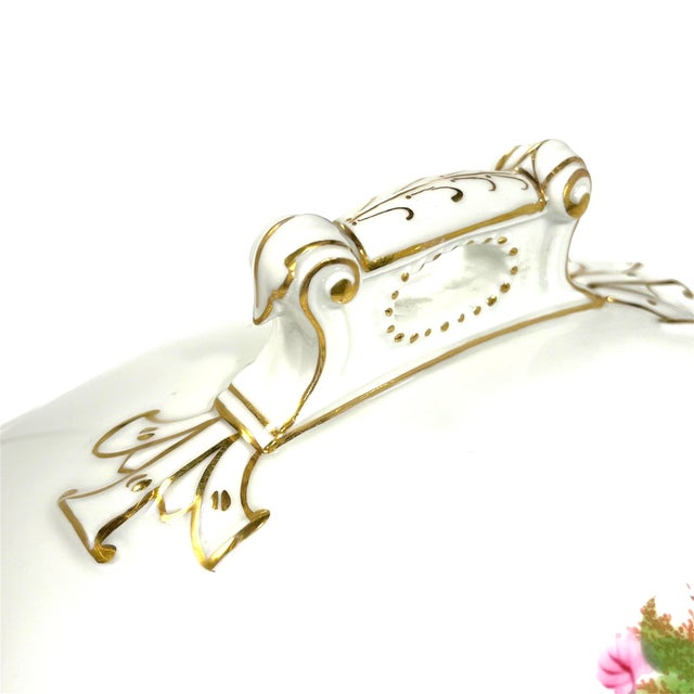 Add a French touch to your table decor with this elegant quality Limoges porcelain tureen with lid decorated with floral...
