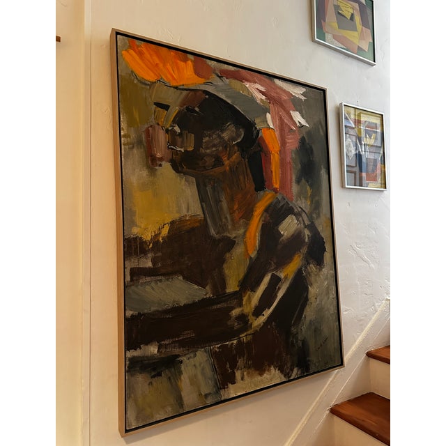 Abstract Painting 36”W x 48”H c. 1970s Artist: Carol Crain