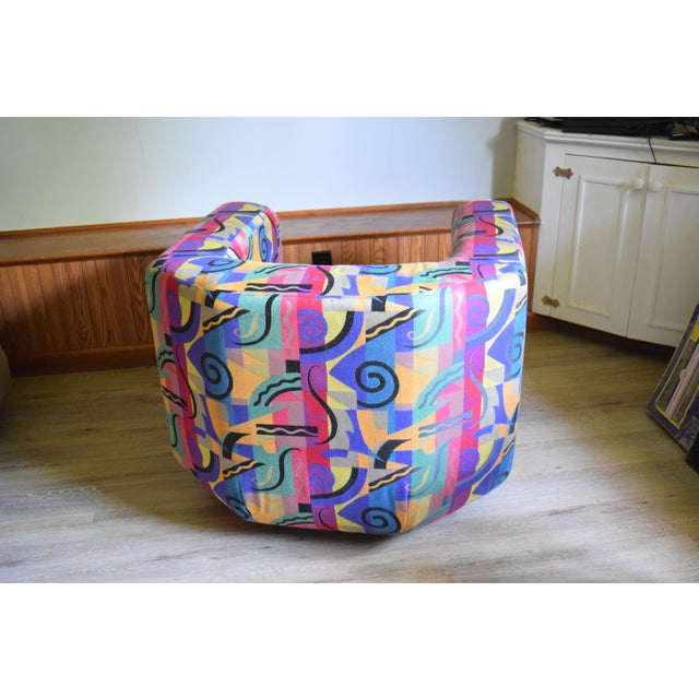 1990s Multicolored Swivel Club Chair Chairish