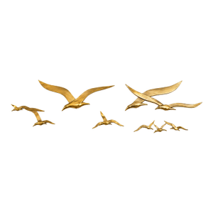 Vintage Brass Seagull Wall Sculpture Installation, Set of 7, Circa 1970s