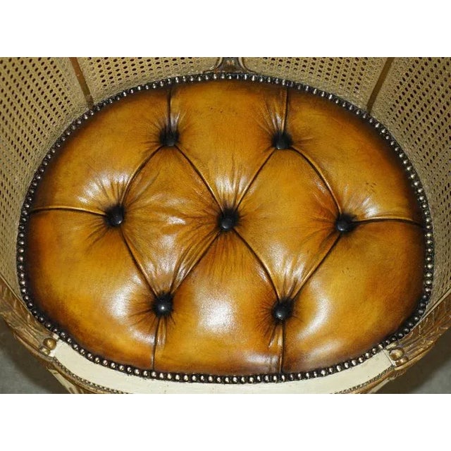 Brown Antique French Chesterfield Leather Armchairs, 1880, Set of 2 For Sale - Image 8 of 18