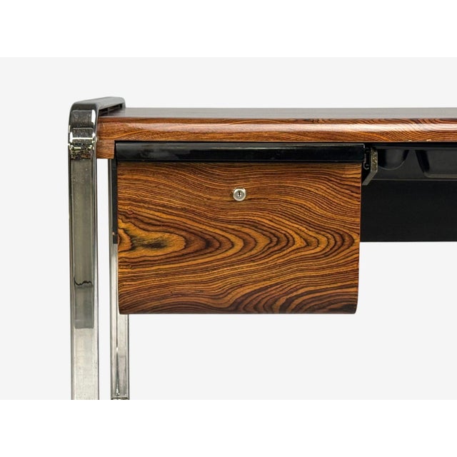 Peter Protzman, Unique Writing Desk, Zebrawood, Chrome, Usa, 1970s For Sale In New York - Image 6 of 15