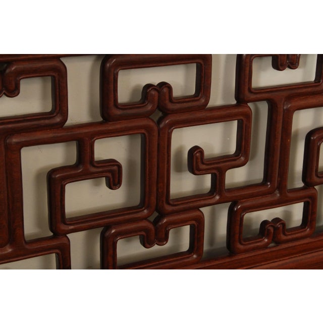 Late 20th Century Far Eastern Furnishings Chinese Rosewood Fretwork King Size Headboard For Sale - Image 5 of 12