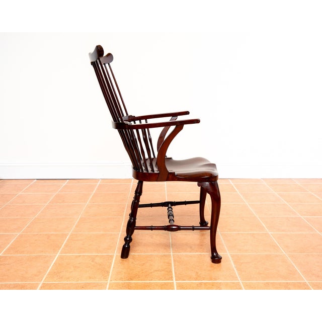 Brown Antique Georgian Revival Victorian Windsor Chair Thames Valley in Mahogany, 1890 For Sale - Image 8 of 18