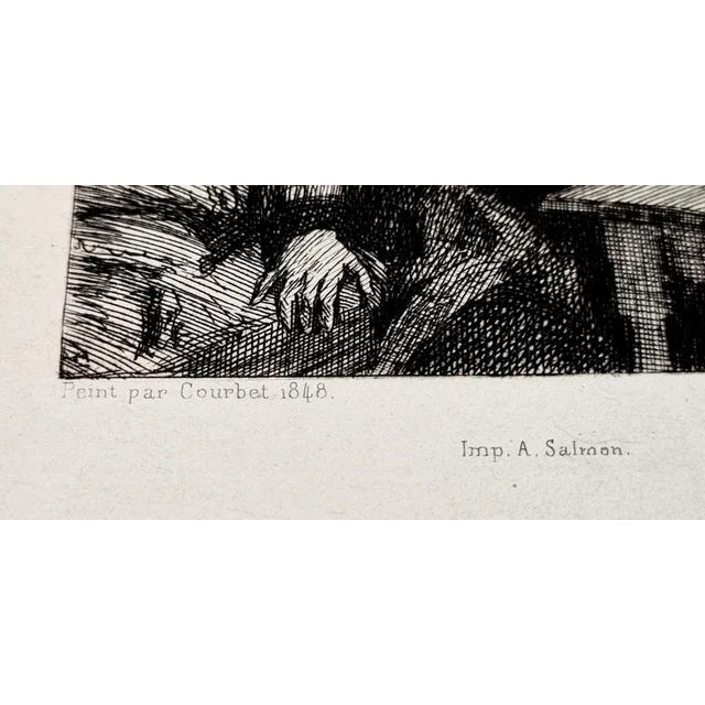 Felix Bracquemond after Courbet, Baudelaire Reading, Engraving, 1935 For Sale - Image 4 of 6