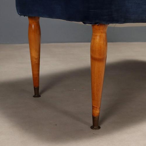 Blue Vintage Italian Bench in Beech and Brass, 1950s For Sale - Image 8 of 10