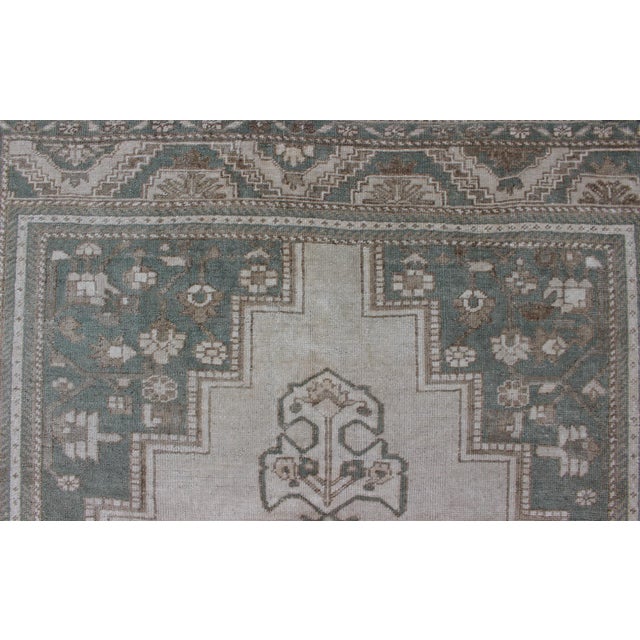 Vintage Turkish Oushak Rug With Pale Sage, Soft Taupe, and Ivory 6'4 X 11'2 For Sale - Image 10 of 11