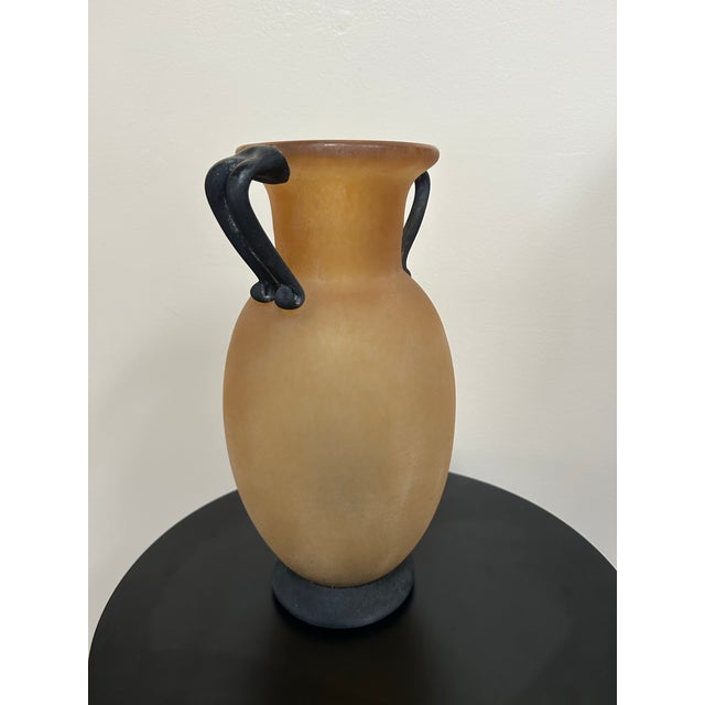 Glass Murano Glass Amphora Scavo Vase Frosted Amber Gold Table Vase Ea Made in Italy For Sale - Image 7 of 12