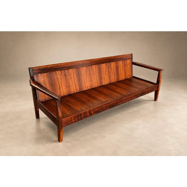 Brazilian Modern Sofa in Rosewood and Celadon Mohair, Attributed to Jean Gillon, Brazil, 1960s - Lot 703 For Sale - Image 18 of 18