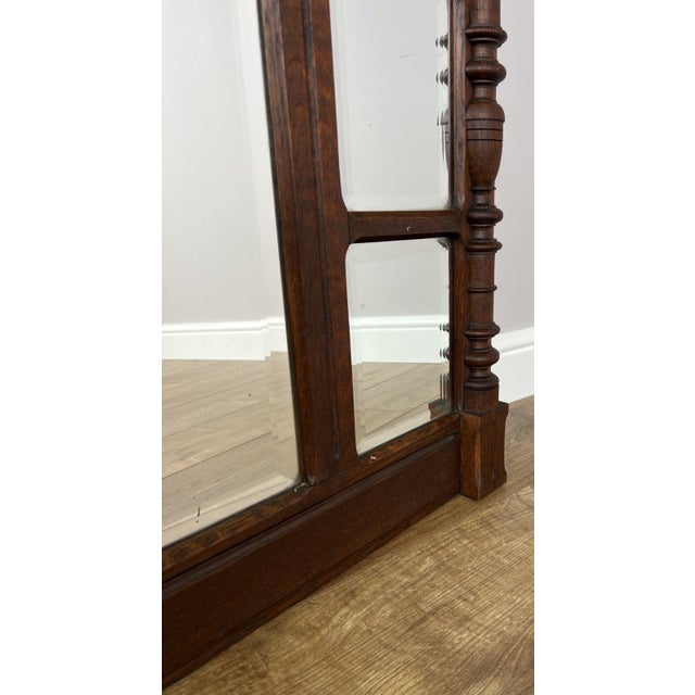 Antique French Oak Wall Mirrorin Bevelled Glass Wall Frame For Sale - Image 11 of 14