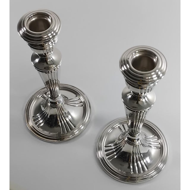Mid-Century Modern 1950s Spanish Mid-Century . Sterling Silver Candlesticks by Montejo - A Pair For Sale - Image 3 of 6