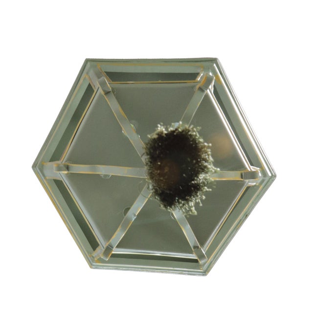 A Vintage “Visual Comfort” Style Iron Celadon Green Chandelier For Sale - Image 10 of 11