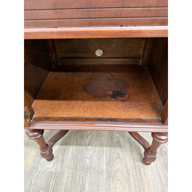 Antique Federal Colonial English Mahogany Lift Top Radio Cabinet Console Stand For Sale - Image 14 of 16