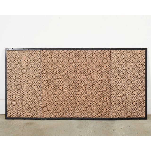 Japanese Showa Four Panel Table Screen Noble Procession For Sale - Image 12 of 12