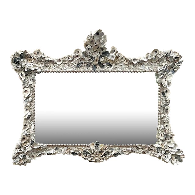 Vintage Coastal Shell Encrusted Horizontal Mirror For Sale