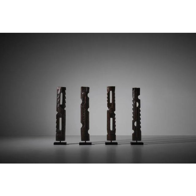 French Abstract Wooden Sculptures, 1970s, Set of 4 For Sale - Image 3 of 11