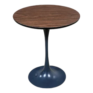 1960-1970Äôs MCM Burke for Brunswick Tulip Side Table Style of Saarinen Painted Aluminum Base & Wood Grain Laminate Top