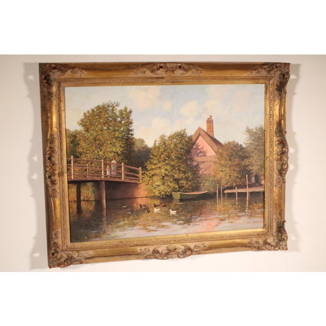 Impressionist 1980s Painting by Tony Johnson (Born 1941) Titled "Lakeside" For Sale - Image 3 of 12