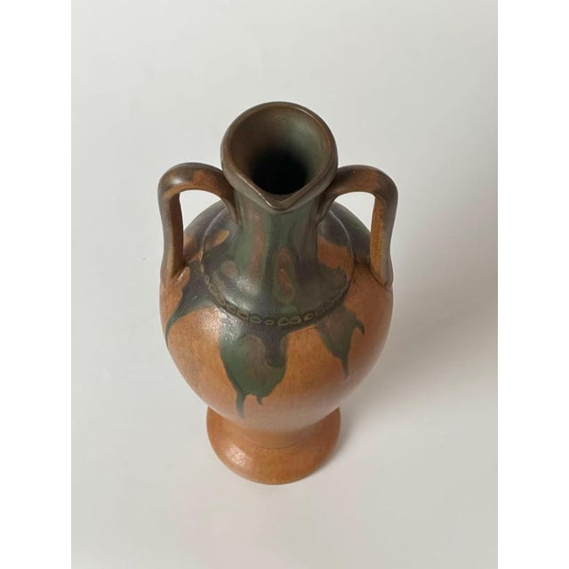 Art Nouveau Style Double-Handled Pottery Vessel from Denbac, France, 1947 For Sale - Image 4 of 10
