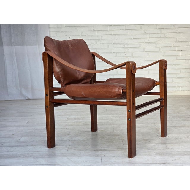Danish Safari Armchair in Leather from Skipper's Furniture, 1970s For Sale - Image 17 of 17
