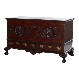 Antique Continental Chippendale Carved Mahogany 3-Drawer Mule Chest C1880