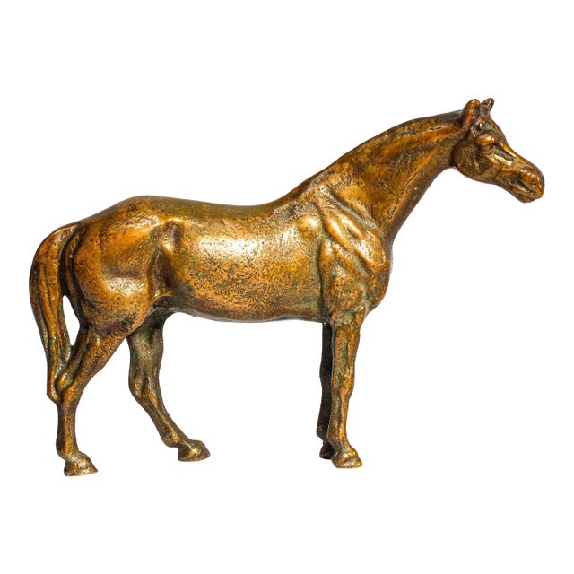 Wonderful Vintage Bronze Standing Horse Statue Sculpture Equestrian Home Decor For Sale