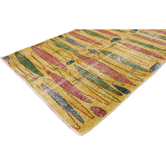 Abstract Zeki Muren Vintage Turkish Sivas Rug, 03'08 X 06'06 For Sale - Image 3 of 10