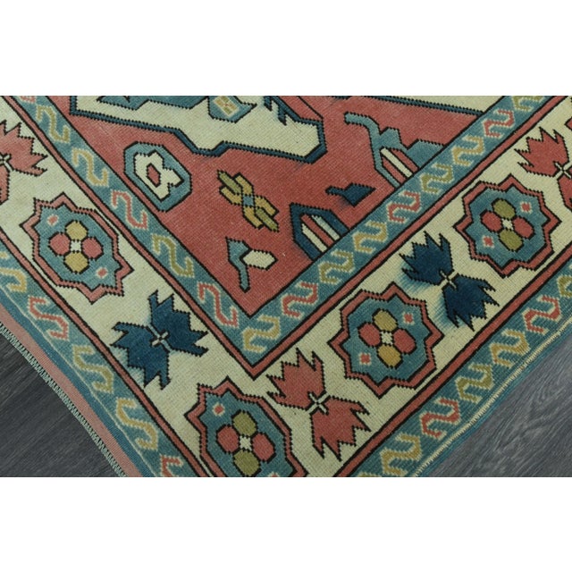 Textile 1970s Vintage Turkish Oushak Handmade Wool Cotton Pink Area Rug For Sale - Image 7 of 11