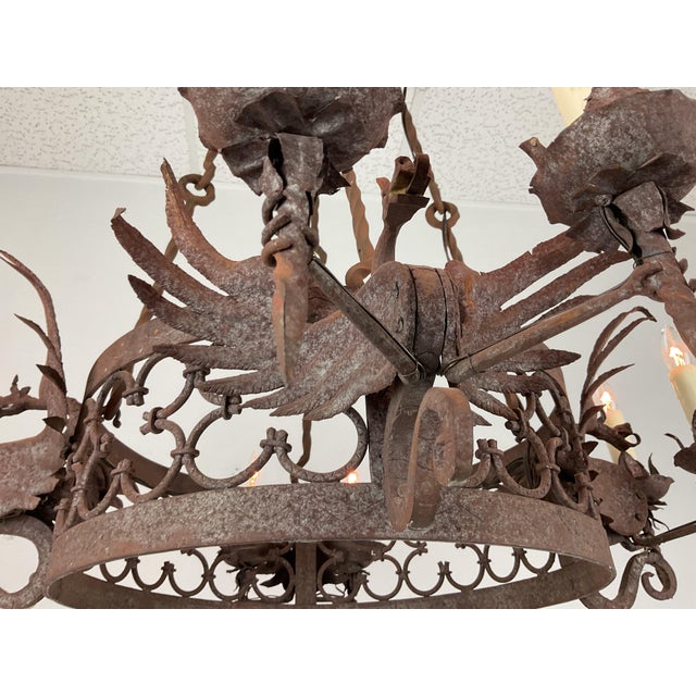 1940s Forged Iron Dragon Chandelier For Sale - Image 11 of 11