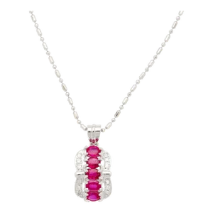 1.15 Carat Pinkish Red Ruby and Diamond Pendant Necklace Platinum