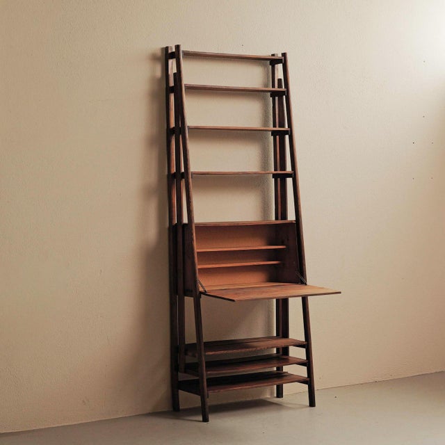 Architectural Pine and Oak Secretary Bookcase, France, 1960 For Sale - Image 18 of 18