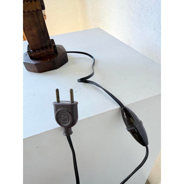 Brutalist Oak Table Lamp, 1950s For Sale - Image 14 of 18