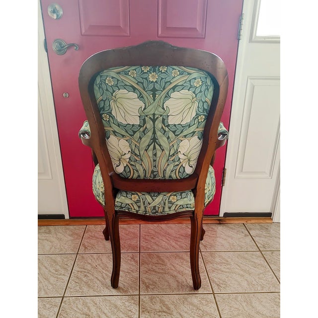 Wood Vintage Italian Chair Reupholstered in William Morris Print For Sale - Image 7 of 11
