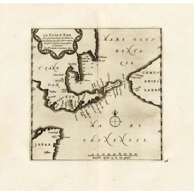Early 18th Century Map of the Land of Eso or Hokkaido in Japan, 1725 For Sale - Image 5 of 5