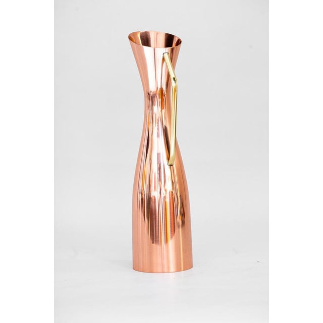 Flower vase or can copper brass conbination vienna around 1950s. Polished and stove enameled.
