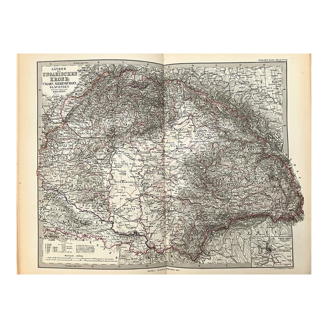 1877 Stieler Map of Hungary For Sale