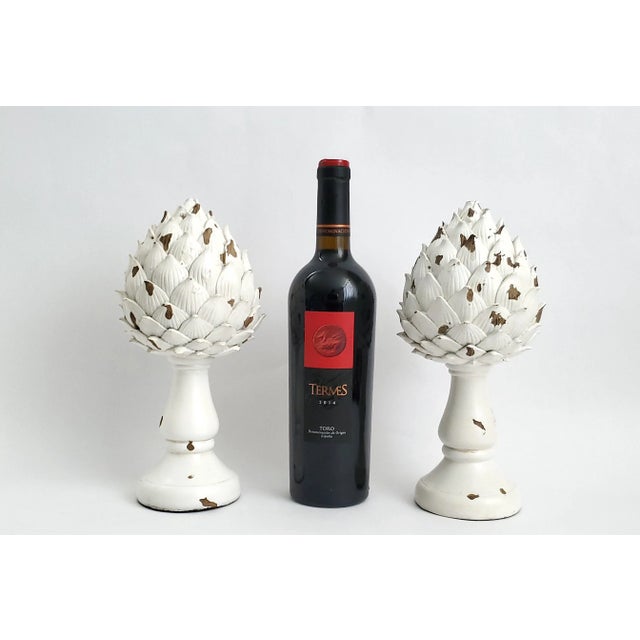 Baker Furniture Company Sculptures Distressed Artichoke Finials Pair For Sale - Image 4 of 7