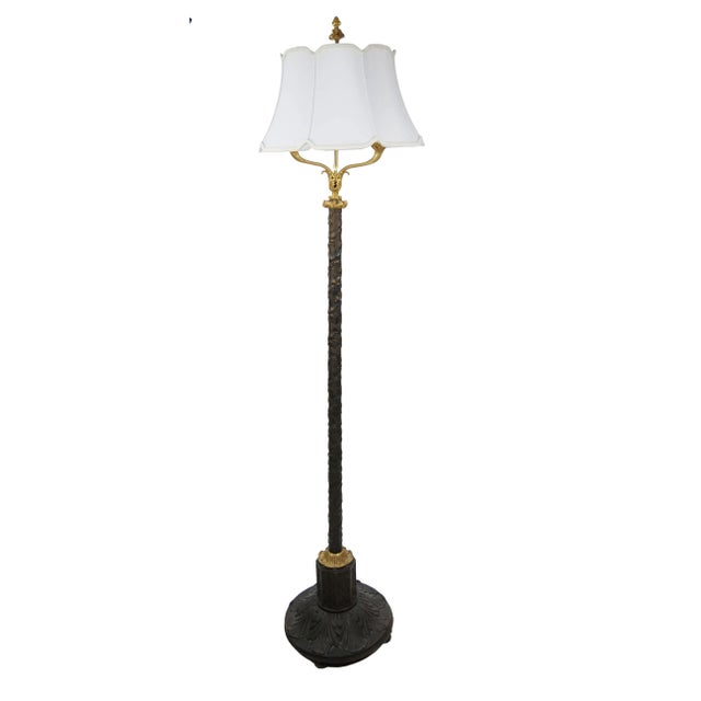 Late 19th Century Gilt-Bronze & Carved Wood Floor Lamp For Sale - Image 13 of 13