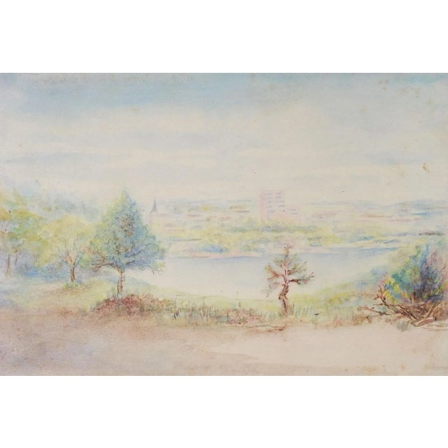Shabby Chic Antique Plein Air Watercolor Landscape Painting For Sale - Image 3 of 3