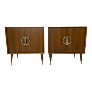 Mid 20th Century Mid-Century Modern Walnut Nightstands - a Pair For Sale