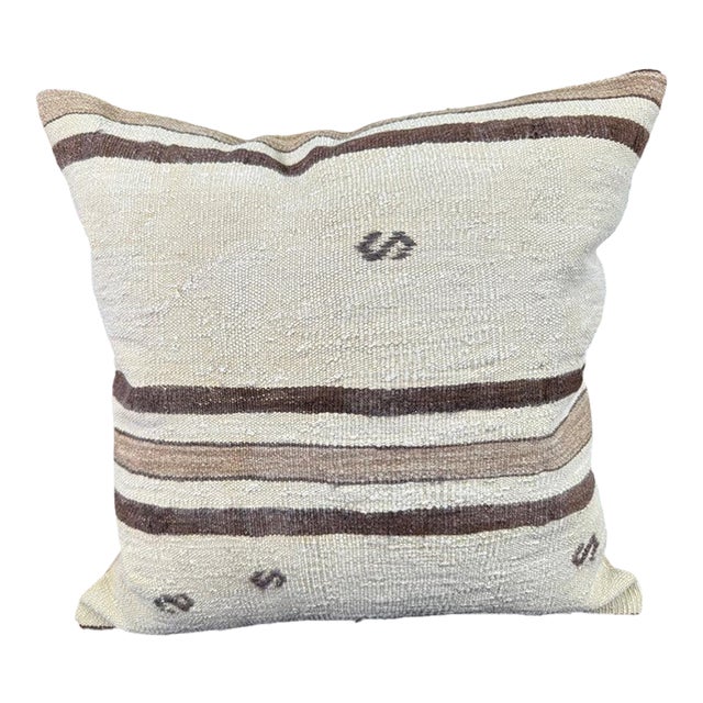 Turkish Hemp Pillow Cushion Natural Beige Brown Pillow Cushion Cover 24"x24" For Sale