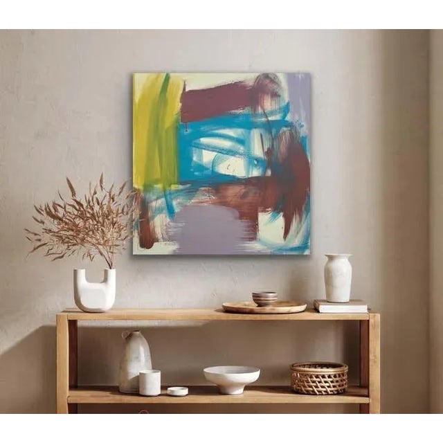 Yellow Mirtha Moreno Mixed Media on Canvas Painting Titled “Brick n Mortar” 2023 For Sale - Image 8 of 11